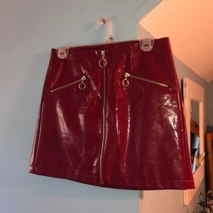 Read pleather skirt